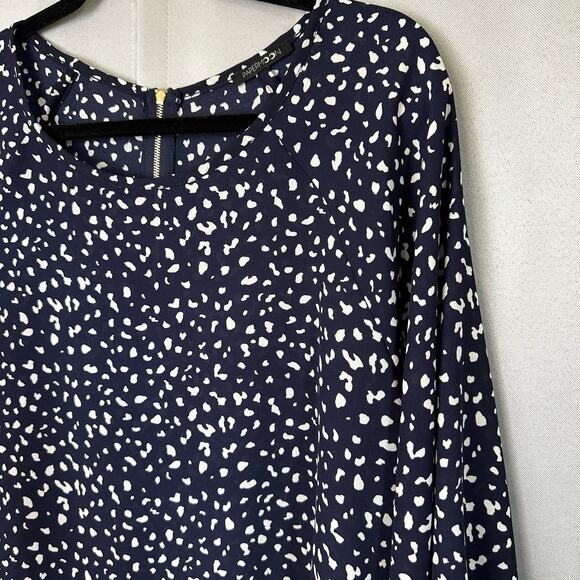 Womens PaperMoon StitchFix Navy Blue White Dot 3/4 Sleeve Flowy Tunic Blouse XXL - Picture 3 of 7